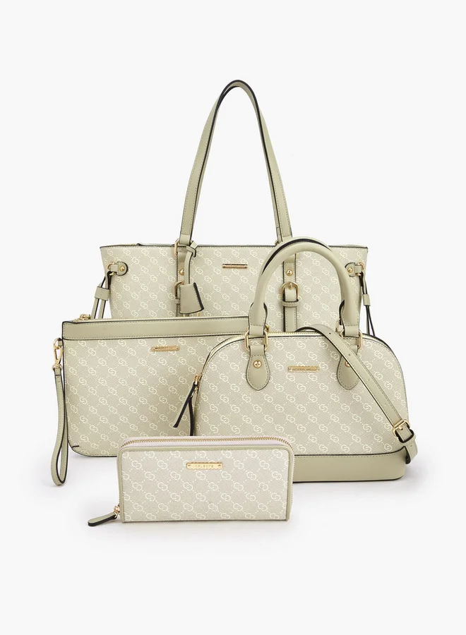 Celeste 4-Piece Monogram Print Bag Set